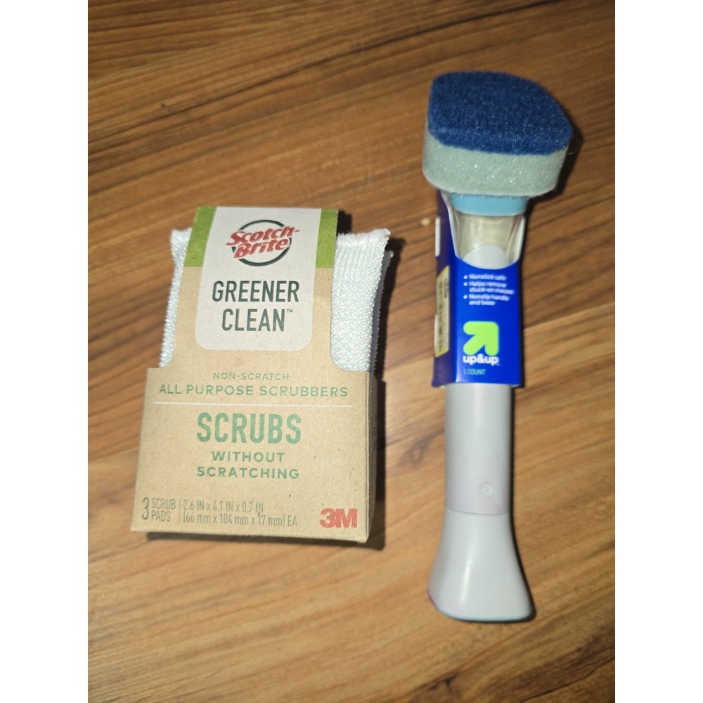 Scotch-Brite Greener Clean 3-Pack Scrubber & Up & Up Dish Brush Set